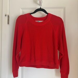 Free People Vibrant Red Crew Neck Sweater